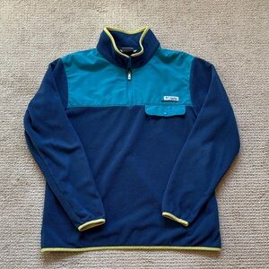 Columbia PFG Navy and Teal Fleece Quarter-Zip